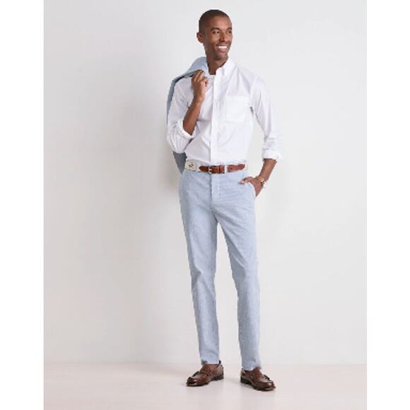 NWT Vineyard Vines Slim Fit Breaker Pant in Seersucker Stripe Cotton Sz 42 x 30 - Picture 1 of 12